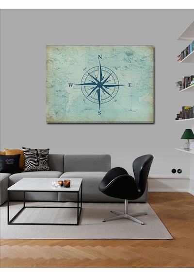 Kanvas Tablo Pusula Ve Harita 50cmx70cm