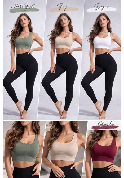 Enva Store Kadın Ribana Askılı Fitilli Crop Haki