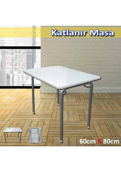 Depolife Pratik Katlanır Ayaklı Yemek Piknik Masası Balkon Piknik 60X80 Cm