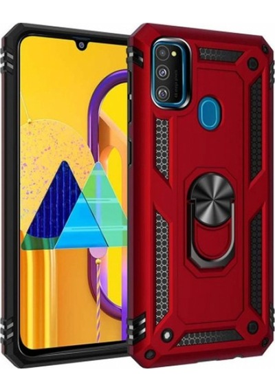 Samsung Galaxy Uyumlu M30s Yüzüklü Standlı Tank Zırh Silikon Kılıf