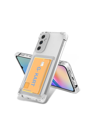 Galaxy A25 Kılıf Airbag Tasarımlı Şeffaf Kartlıklı Zore G-kart Kapak Renksiz