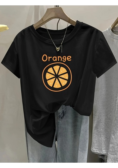 Flood Of Style Kadın Siyah Orange Baskılı Oversize