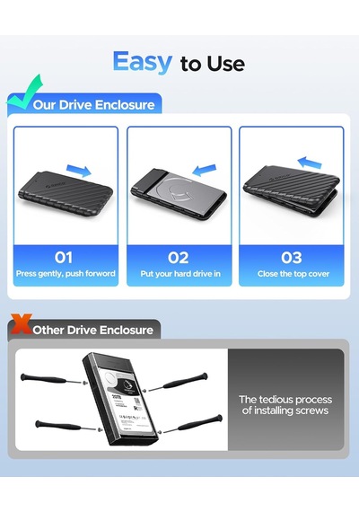 Usb3.0 2.5 İnç Hdd 6tb Ssd Harici Slim Harddisk Kutusu, , Siyah