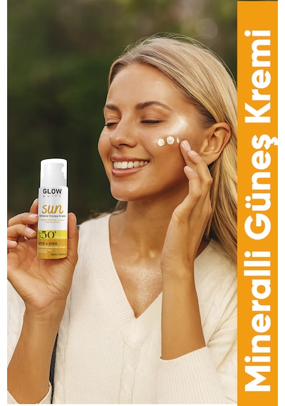 Glow White Hassas Ciltler için Mineral Güneş Kremi SPF50+ 50 ML