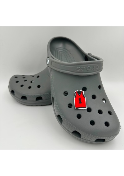 Crocs Terlik Süsü Ve Aksesuarı , Çanta Süsü Jibbitz 3d Basket Forması 02 Figür Logo Aksesuar Siyah-kırmızı-beyaz