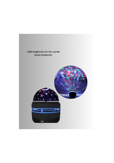 Star Master Galaxy Projektör - 360 Dönebilen Gece Lambası Dekoratif Ambiyans Işığı Renkli