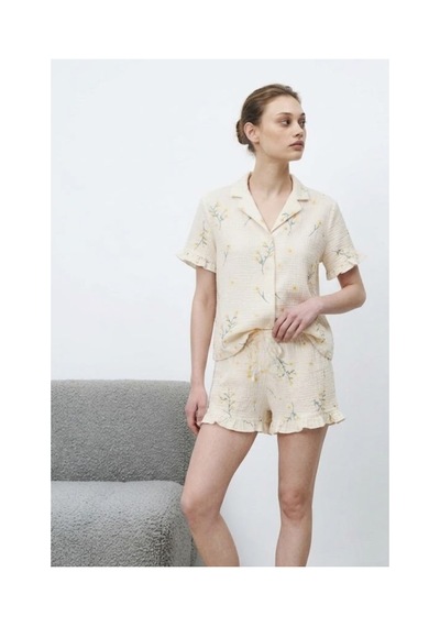 Fit Women Kadın Premium Fırfırlı Çok Renkli Pijama Takımı