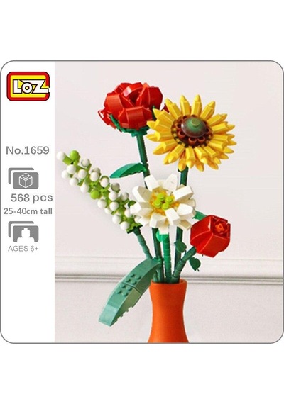 Loz 1659 Ebedi Çiçek Bitki Bitki Ayçiçeği Gül Safran Hypericum 3d Modeli Mini Bloklar Tuğla Yapı Oyuncak Çocuklar İçin Hiçbir Kutu