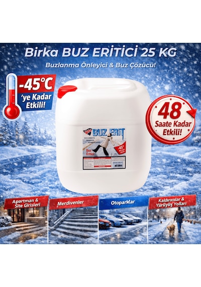 Birka Buz Eritici 25 Kg Buzlanma Önleyici Ve Buz Çözücü, -45 C, Magnezyum Klorürlü Tekli