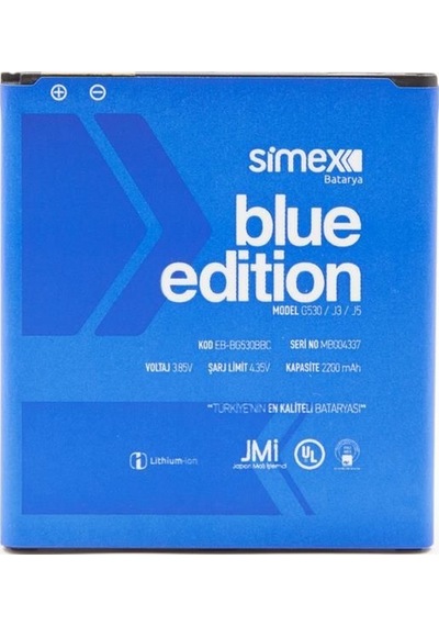 Simex G530/j3/j5 Galaxy Grand Prime İle Uyumlu Sbt-03 Eb-bg530bbc Batarya Blue Edition