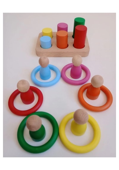 Montessori Halka Silindir Peg Bebek 6 Lı Seti