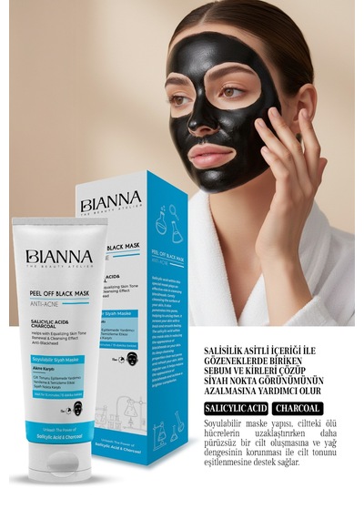 Siyah Maske Karşıtı Salisilik Asit Soyulabilir Maske Siyah Nokta Karşıtı Cilt Eşitleyici-100ml Yüzmask
