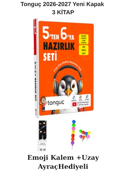 Tonguç 5'ten 6'ya Hazırlık Seti 3 Kitap Yeni Kapak Uzay A+emoji Kalem Hediyeli 2026-2027 Maarif Mddeli