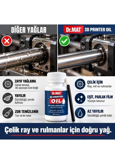 Dr.mat 3d Yazıcı Yağı 50 Ml 3d Yazıcı X Ve Y Lineer Ray, Mil Bakım Yağı