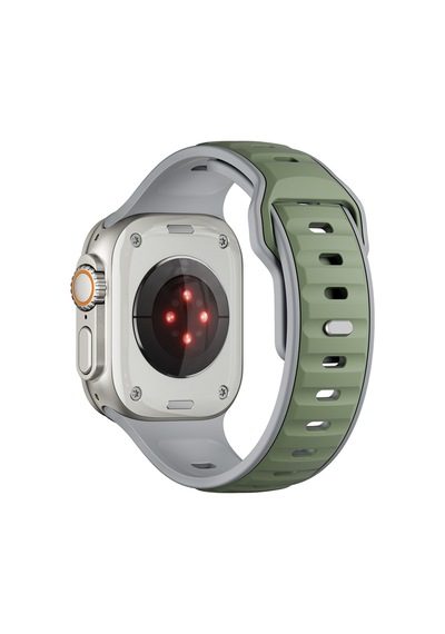 Watch Ultra 49mm F10t Krd-135 Silikon Kordon Strap Kayış - Açık Yeşil-gri