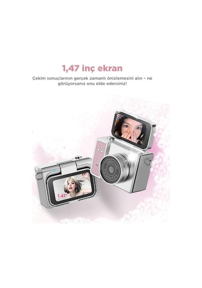 Torima CMR46 2K Flip Ekranlı Mini Dijital Video Kamera Pembe