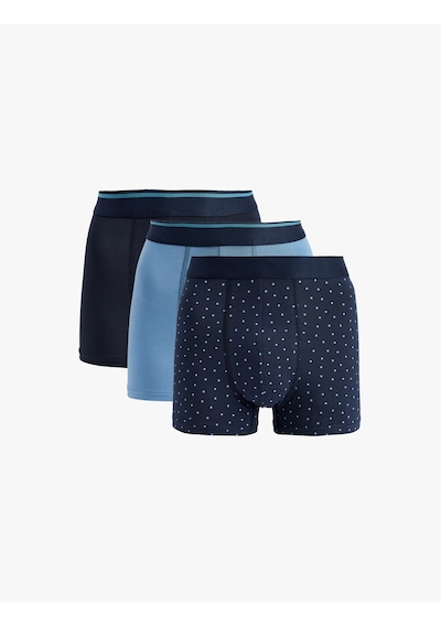 Koton Pamuklu Puantiyeli 3'lü Boxer Seti Lacivert Desenli 6slm90012mk