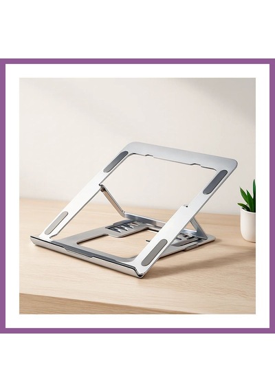 Bezos Katlanabilir Alüminyum Laptop Stand 6 Açılı Gümüş Rengaren