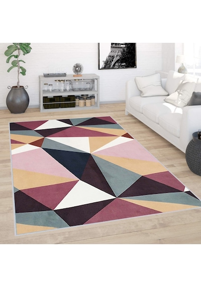 Rovigo Home Dijital Baskı Yıkanabilir Kaymaz Taban Salon Halısı Rvg0388 Pembe