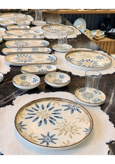 29 Parça Mione Blue Porselen Kahvaltı Takımı -5610 Çok Renkli