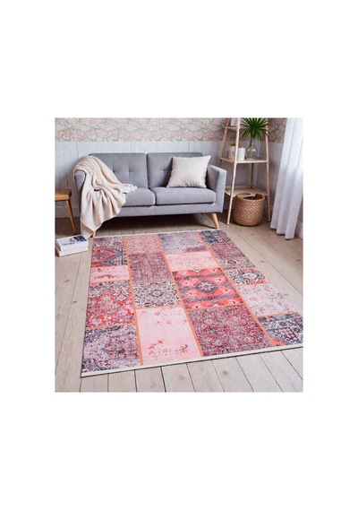 Patchwork Kilim Vintage Etnik Desen Kaymaz Dokuma Taban Yıkanabilir Halı Çok Renkli Çok Renkli