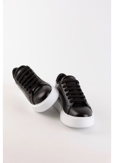 Julia Siyah Hakiki Deri Kadın Sneaker-Siyah