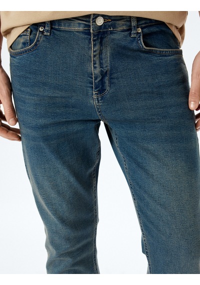Koton Normal Bel Pamuklu Cepli Slim Fit Jean Pantolon - Brad Jean Petrol 5sam40026nd Petrol