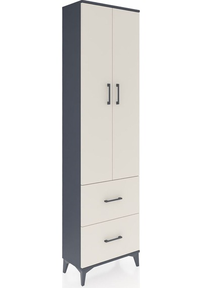 Arges Dolap 2 Raflı 2 Çekmeceli Tek Askılı 60x30x221 Antrasit... Antrasit