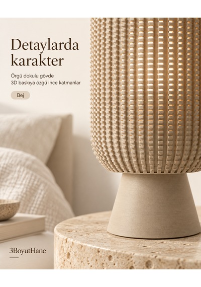 Modern Dekoratif Masa Lambası Salon Ve Yatak Odası İçin Abajur, 10 Renk Seçeneği, E14 Led Uyumlu Bej