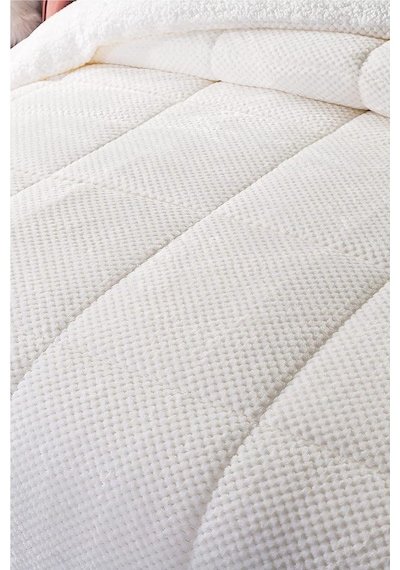 Ultra Yumuşak Çift Taraflı Wellsoft Peluş Yorgan Çift Kişilik Yıkanabilir 200x220 Cm Krem Krem