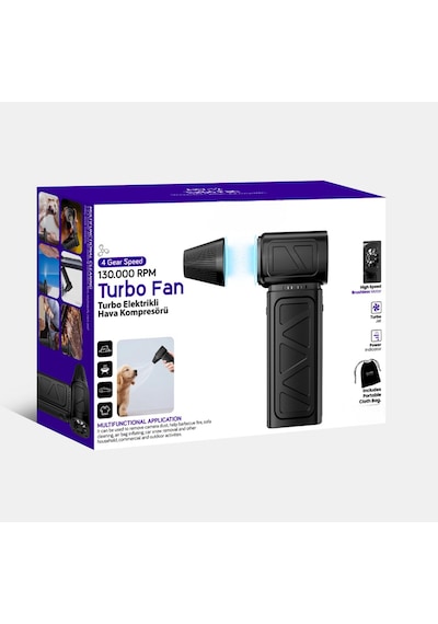 Mini Turbo Jet Fan 130.000 Rpm Mangal Üfleme Araç Klavye Toz İtme Temizlik Fanı Hava Kompresörü