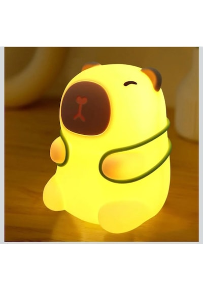 Capibara Lamba, Kısılabilir Ve Zamanlama İle Dokunmatik, Usb Şarjlı Silikon Gece Lambası Krem