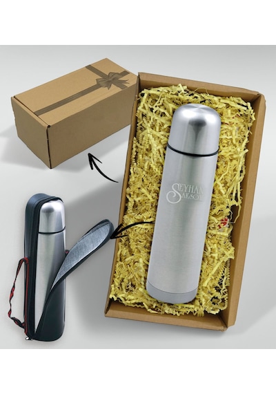 Bk Gift Kişiye Özel Hediye Kutulu 5500 Krom Deri Çantalı Seyahat Termosu 500ml Kobitmeyencom33456 Bk Gift Renkli