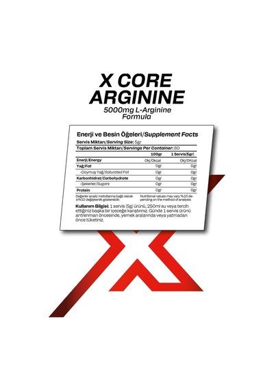 L- Arjinin Aromasız 300 Gr 60 Servis Arginine Amino Asit