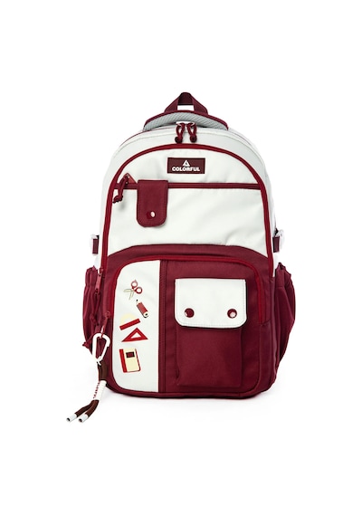 Unisex Ortaokul Lise Okul Sırt Çantası Çok Gözlü 16 İnç Laptop Bölmeli Soft Kumaş Bordo
