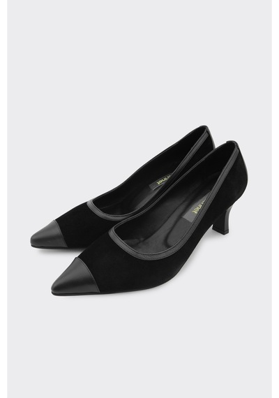 Derinet Hakiki Deri Topuklu Kadın Stiletto Siyah Siyah