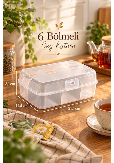 Porsima 1178 Premium 6 Bölmeli Poşet Çay Kutusu Sallama Çay Kutusu Yeşil