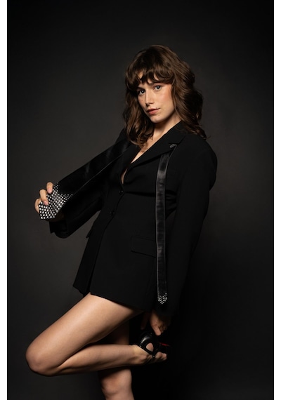 Kadın Siyah Kum Saati Form Blazer Siyah