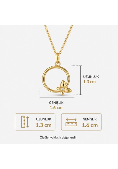 14 Ayar Jasmin Tasarım Altın Kolye Sarı