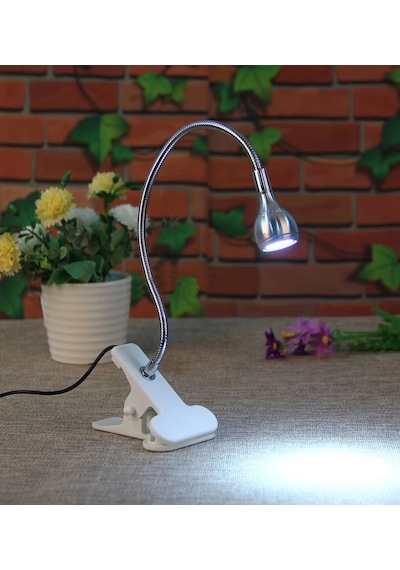 Beyaz Cob Ledli Masa Lambası Kıskaçlı Akrobatik Usb Masa Lambası - Çalışma Lambası - 360 Esnek Gövde Beyaz Işık