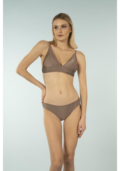 Estiva Geniş Bantlı Toparlayıcı Üçgen Bikini Takımı - Kahverengi Çok Renkli