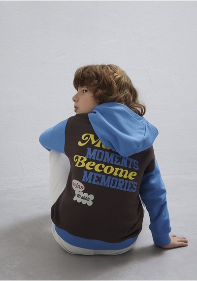 Mavi - Baskılı Kapüşonlu Mavi Sweatshirt 6s10166-70724 Mavi