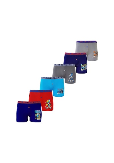 Tutku 6Lı Erkek Çocuk Renkli Baskılı Boxer Külot