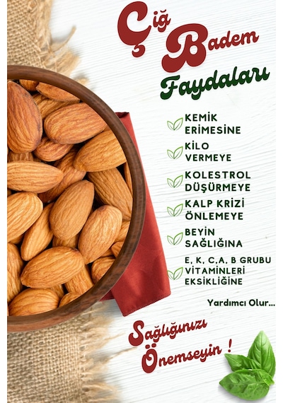 Yörem Afyon Meşhur Muğla Datça Yöresinden Tuzsuz Kavrulmamış Duble Boy Yerli Çiğ Badem Prunus Dulcis 130gr. 130 G
