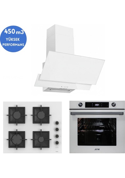 Afm Tech Ve Ferre Vpool Turbolu Dijital Beyaz SC206-FA + FM7701 + FM3301 Ankastre Set