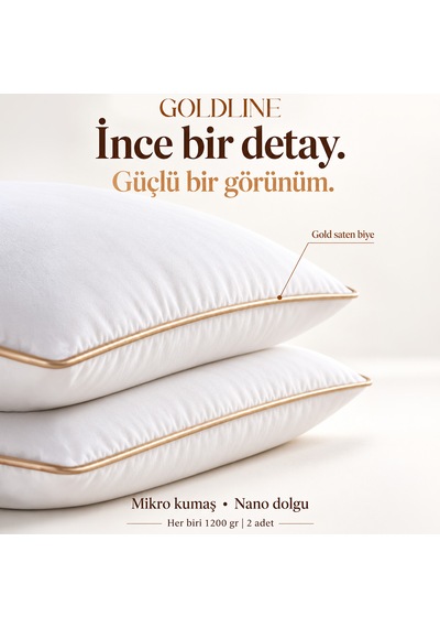2'li Gold Line Nano Jel Yastık - 1200 Gram Beyaz-  Gold