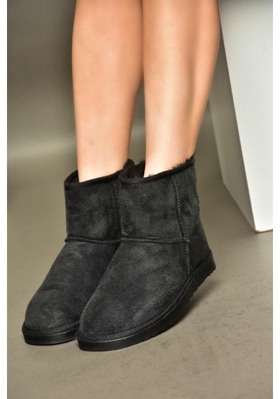 Fox Shoes R612026502 Siyah Süet İçi Tüylü Kadın Bot Siyah