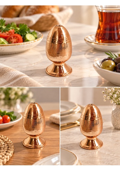 Aura Copper El İşlemeli Bakır Tuzluk Dekoratif Sofra Tuzluğu Ve Baharatlık Ac-tz-006