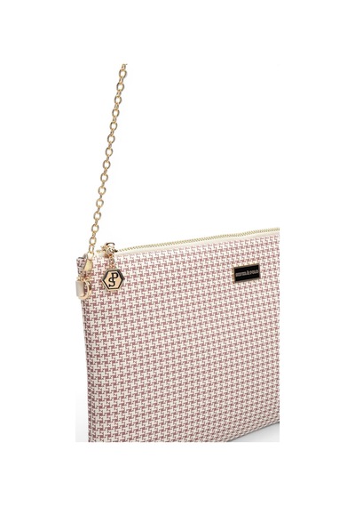 Silver Polo Bordo - Kemik Kaz Ayağı Ekose Kadın Portföy Ve Clutch El Çantası Sp1034