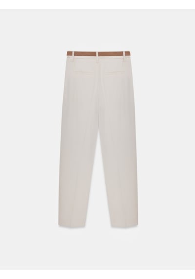 Dilvin 72661 Düz Paçalı Kemerli Pantolon-taş